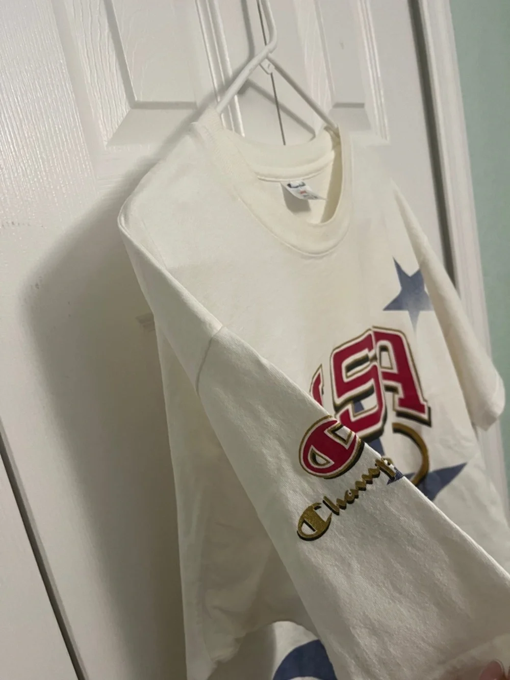 Champion Vintage USA Olympic Rings Graphic Tee - White, Red, Blue, Gold large - Picture 4 of 9